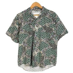 Vintage 90s FRANK Cotton Shirt Men S Funky Abstract‎ Pattern Button Down Retro